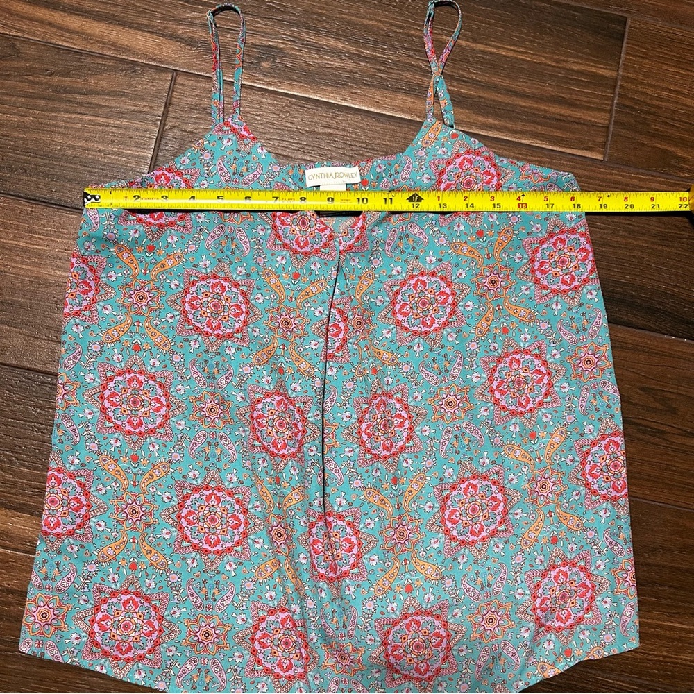 Cynthia Rowley Medium Paisley Teal Purple Tank Cami‎ Adjustable Straps - Picture 3 of 6
